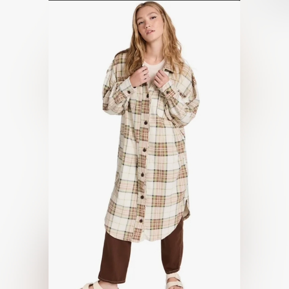 ‼️ISO Free People Plaid Long Ruby Jacket‼️